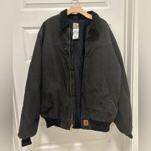 Carhartt Men's Dark Black Bomber Lined Jacket Tall 2XLT Heavy